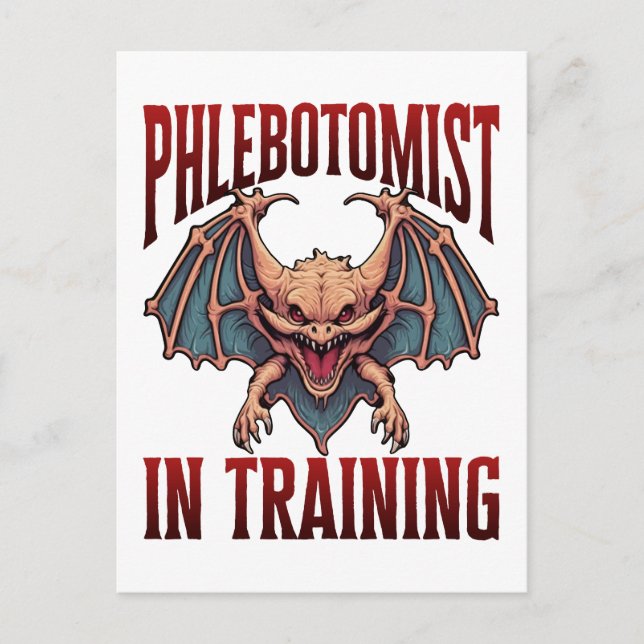 Phlebotomist in Training Funny Student Bat Vykort (Framsida)