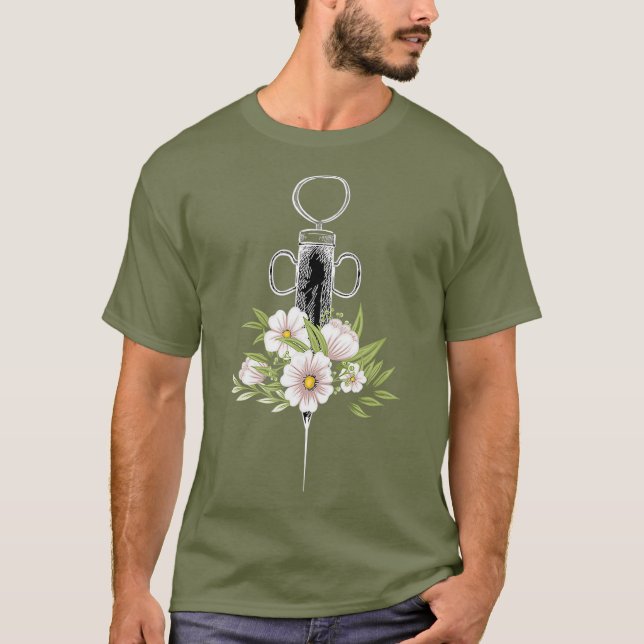Phlebotomist Life- injektion Phlebotomy Flowers T Shirt (Framsida)