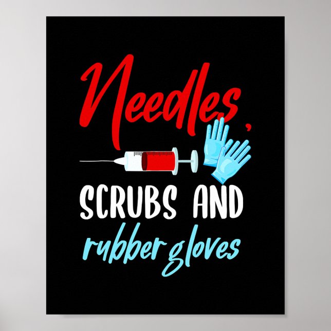Phlebotomist Nål Scrubs-handskar Phlebotomi Poster (Framsidan)