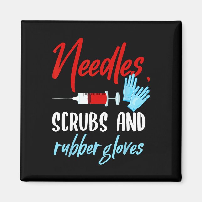 Phlebotomist Nål Scrubs Handskar Phlebotomy Tech Magnet (Framsidan)