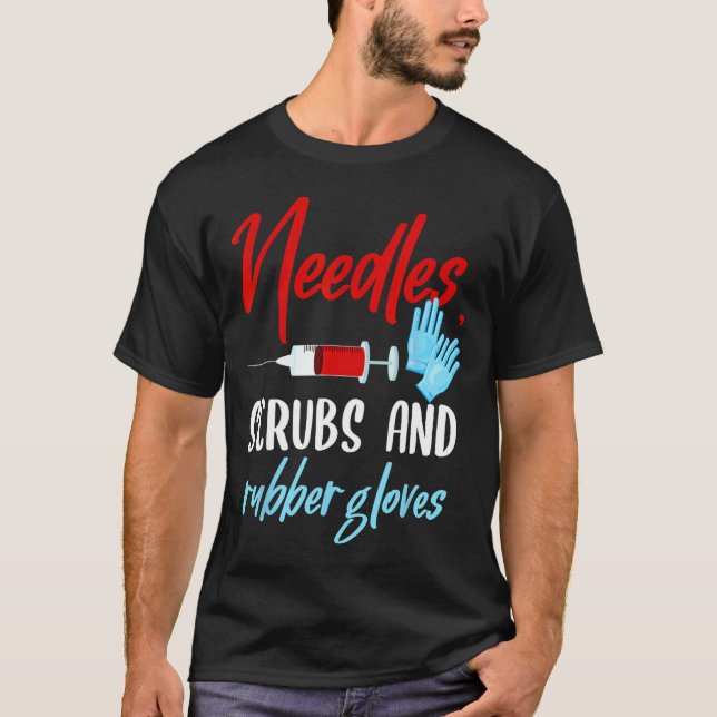 Phlebotomist Nål Scrubs Handskar Phlebotomy Tech T Shirt (Framsida)