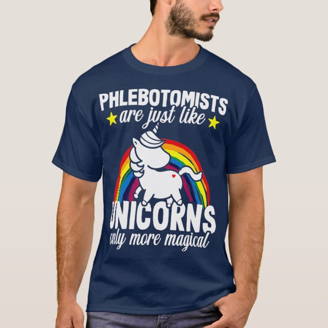 Phlebotomist Nurse Funny Unicorn Phlebotomy Gift T Shirt (Framsida)