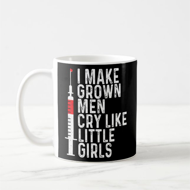 Phlebotomist Nurse Gör grown Man Gråter flebotomi Kaffemugg (Vänster)