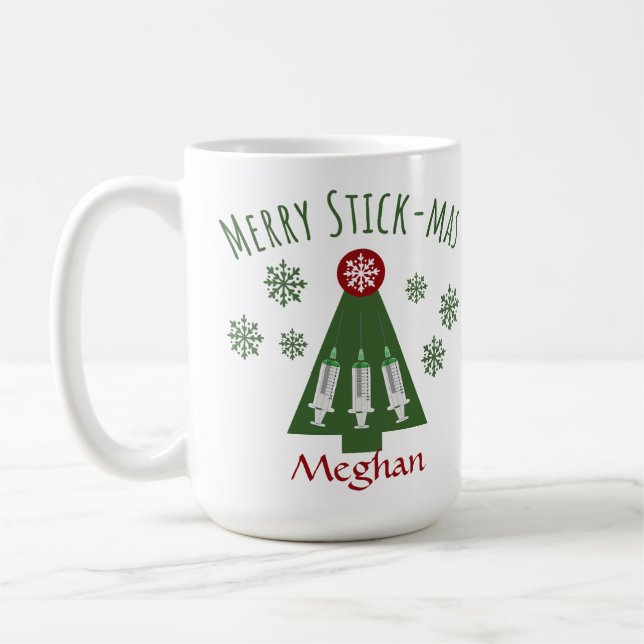 Phlebotomist Personal Cute Julgran Syringe Kaffemugg (Vänster)