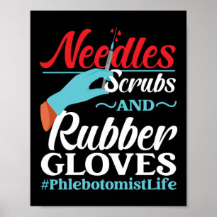 Phlebotomist Phlebotomy Nål Scrubs och Rubber Poster