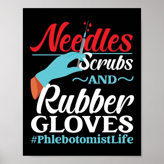 Phlebotomist Phlebotomy Nål Scrubs och Rubber Poster (Framsidan)