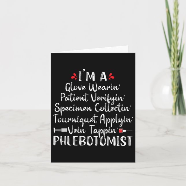 Phlebotomist Phlebotomy Technician Funny Nurse Cli Kort (Framsida)