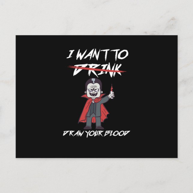 Phlebotomist Phlebotomy Vampire Blood Syringe Gift Vykort (Framsida)