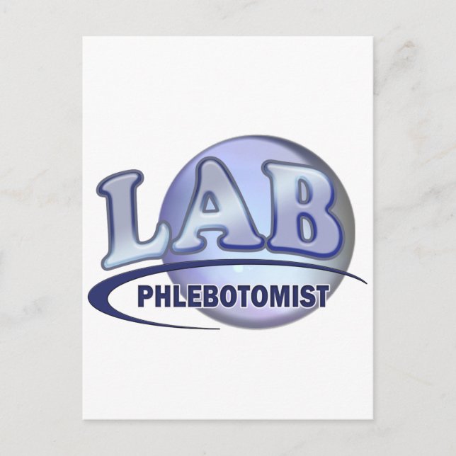 PHLEBOTOMIST Roligt Blue LOGOTYP Vykort (Framsida)