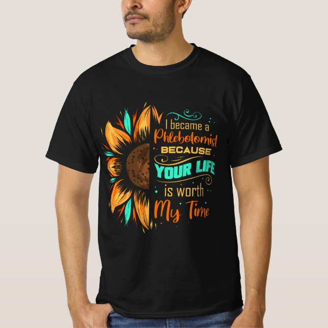 Phlebotomist Sunflower Phlebotomy Technician  T Shirt (Framsida)