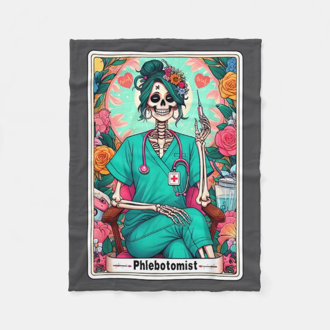 Phlebotomist Tarot Card Skeleton Phlebotomy Tech P Fleecefilt (Framsidan)