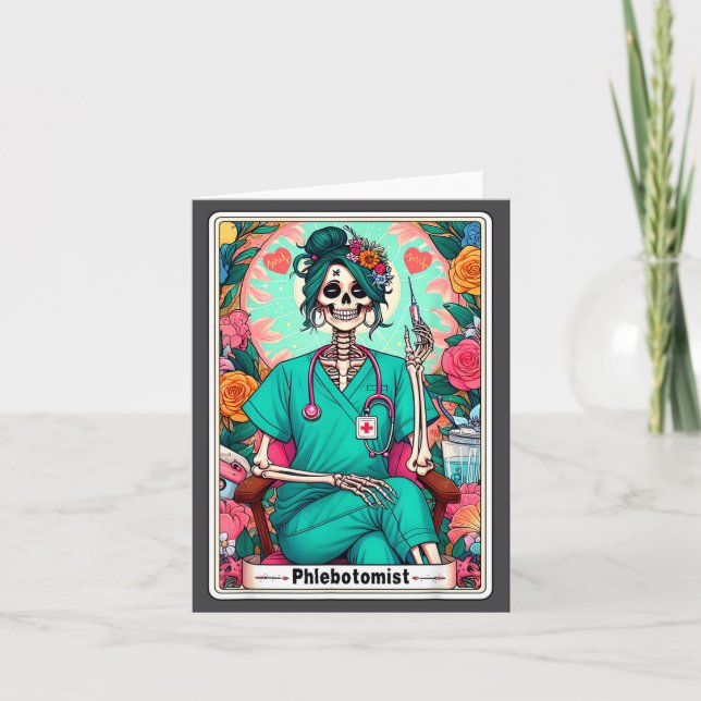 Phlebotomist Tarot Card Skeleton Phlebotomy Tech P Kort (Framsida)