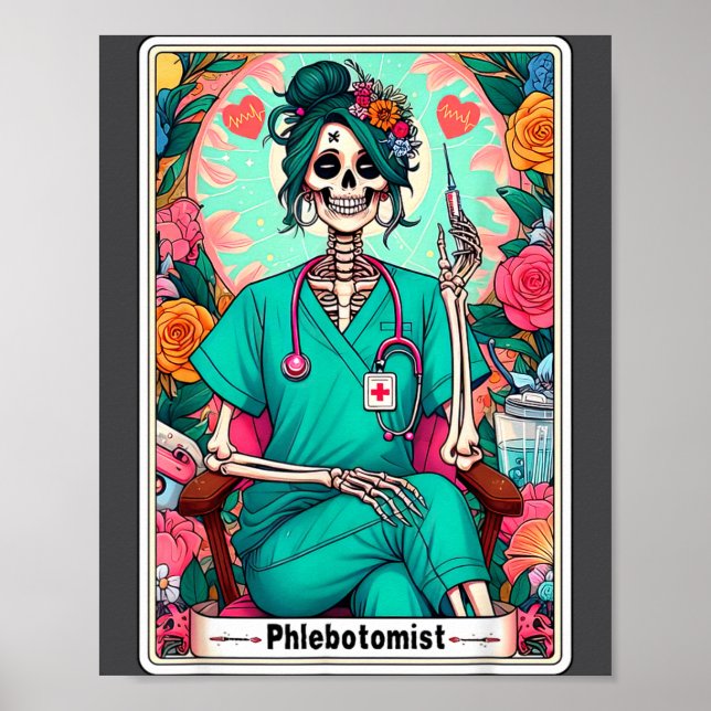 Phlebotomist Tarot Card Skeleton Phlebotomy Tech P Poster (Framsidan)