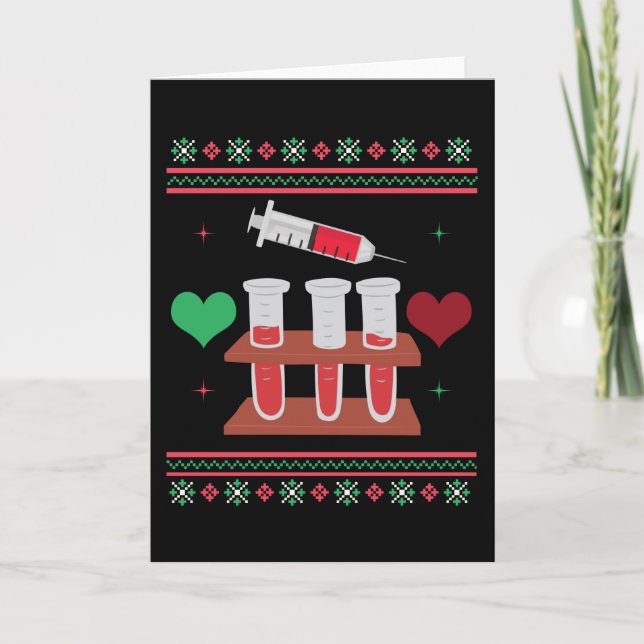 Phlebotomist Ugly Christmas Sweater Xmas Kort (Framsida)