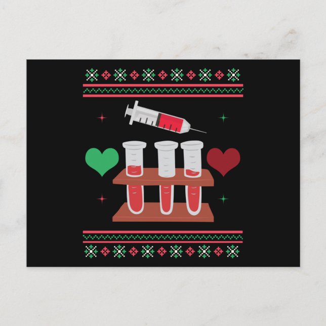 Phlebotomist Ugly jul Sweater Julafton Vykort (Framsida)