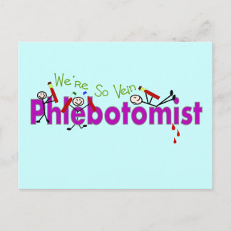Phlebotomist "Vi är så Vein" Stick figurer Vykort