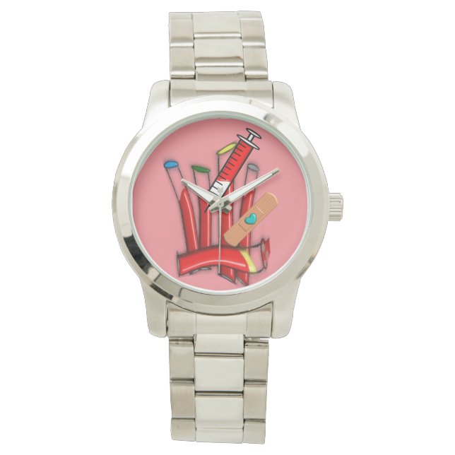 Phlebotomist Watch Artsy Blood Tubes Salmon Armbandsur (Framsida)