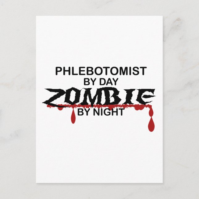 Phlebotomist Zombie Vykort (Framsida)