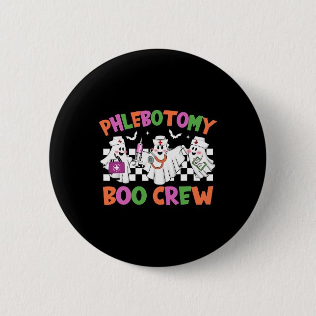 Phlebotomy Boo Crew Phlebotomist Halloween Costume Knapp (Framsida)