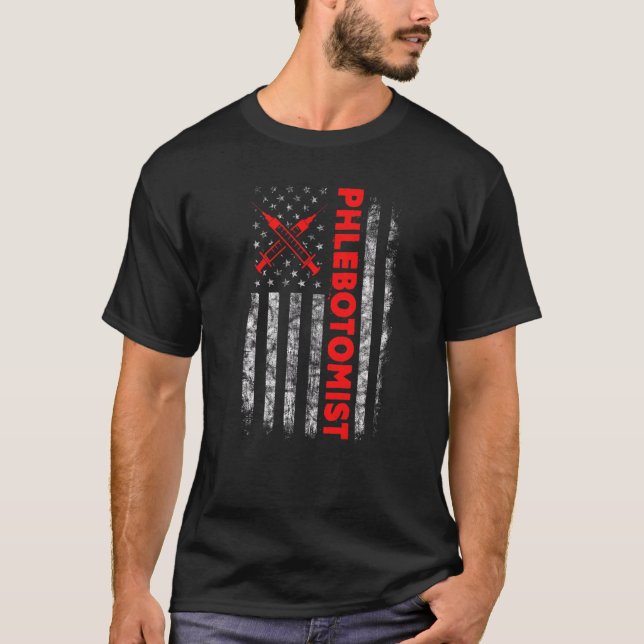 Phlebotomy Technician Phlebotomist Nurse Usa Ameri T Shirt (Framsida)