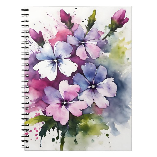 Phlox - Akvarellblommor Anteckningsbok (Framsidan)