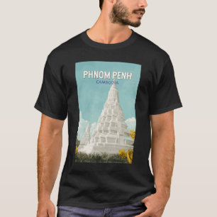 Phnom Penh Kambodja Illustration Travel Art Retro T Shirt