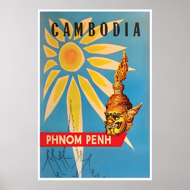 Phnom Penh Kambodja Resa Affisch Asiatisk Tryck He (Framsidan)