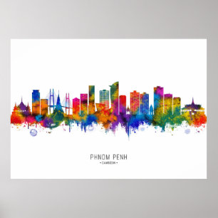 Phnom Penh Kambodja Skyline Poster