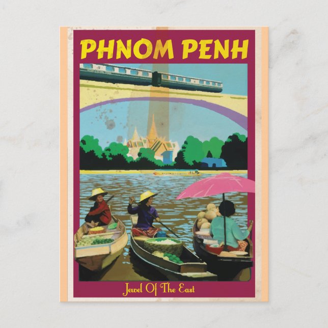Phnom Penh vintage-resaaffisch Vykort (Framsida)