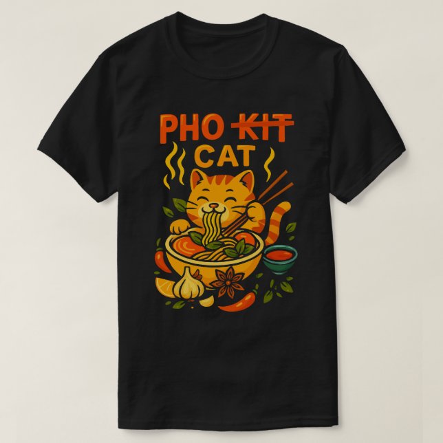 Pho Cat Noodle Burst T Shirt (Design framsida)