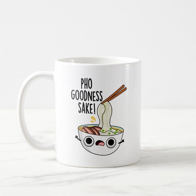 Pho Godhet Sake Funny Noodle Pun Kaffemugg (Vänster)