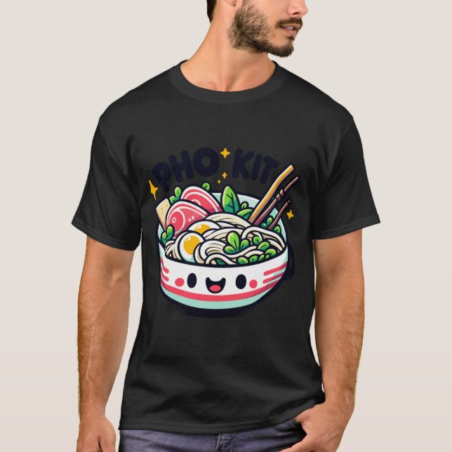 Pho Kit Cute Smiling Pho Bowl T Shirt (Framsida)
