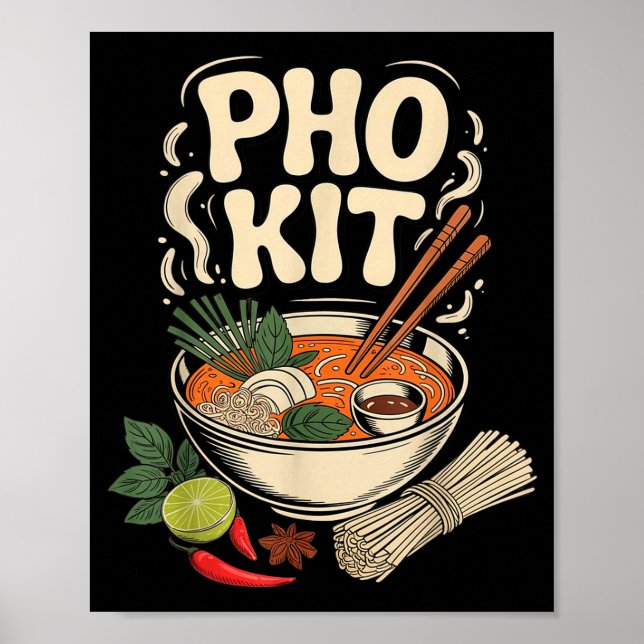 Pho Kit Vietnamesisk Nudelsoppa Örter Lime Chi Poster (Framsidan)