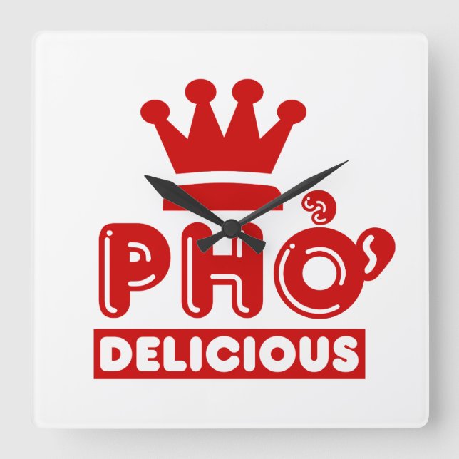 Pho Kung Delicious Fyrkantig Klocka (Framsida)