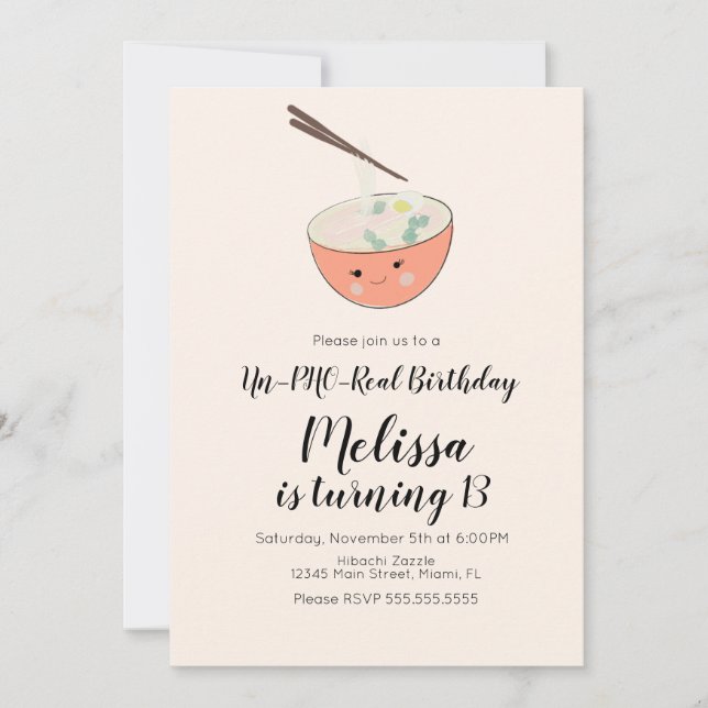 Pho Oriental Födelsedagsmiddag Restaurangfest Inbjudningar (Framsida)