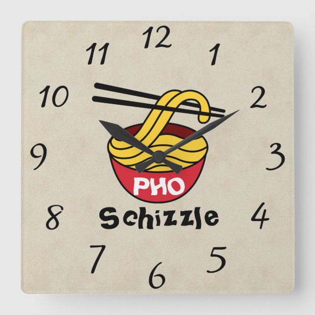 PHO Schizzle Wall Clock Fyrkantig Klocka (Framsida)