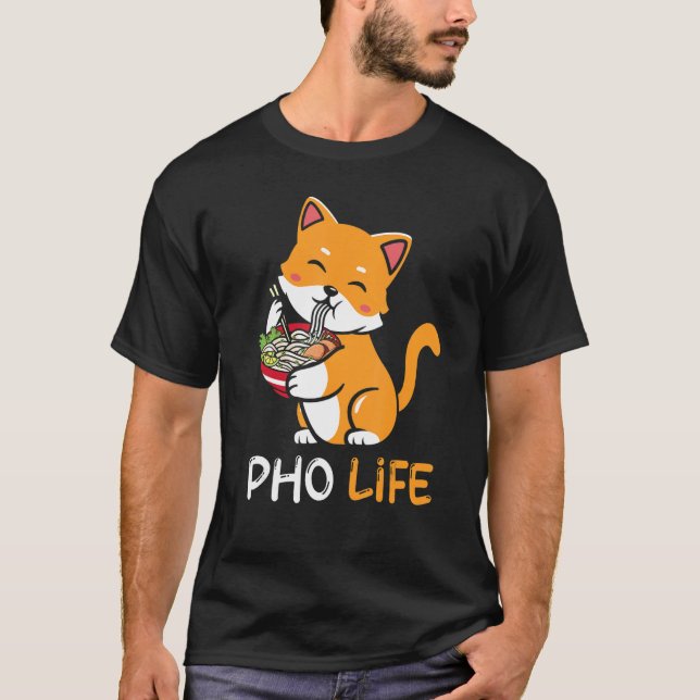 Pho Soppa Cat Pho Life Asian Vietnam T Shirt (Framsida)