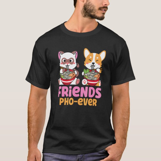 Pho Soppa Vänner Pho Alltid   Katter Äter Pho T Shirt (Framsida)