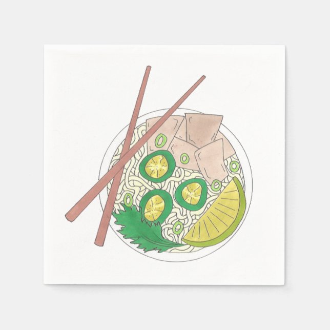 PHO Vietnamese Food Chicken Noodle Soppa Chopstick Pappersservett (Framsidan)