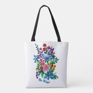 Phoebe "Be Kind" Floral Inspirational Tote Tygkasse
