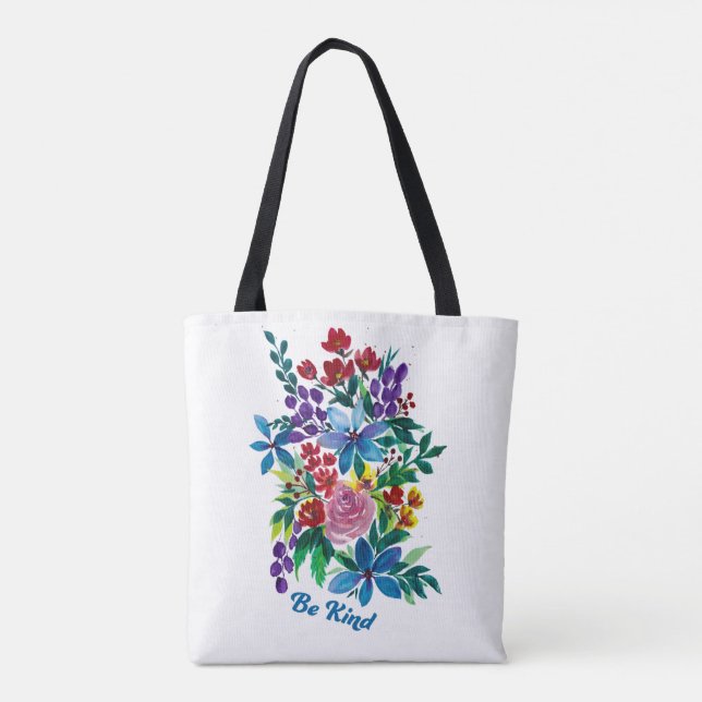 Phoebe "Be Kind" Floral Inspirational Tote Tygkasse (Baksida)