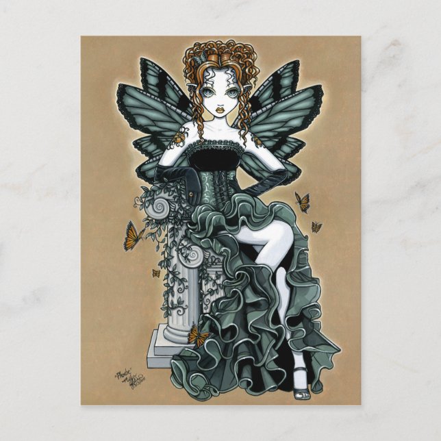 "Phoebe" Gothic Couture Butterfly Fairy Postcard Vykort (Framsida)