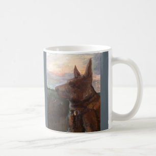 "Phoebe hund i solnedgången" som målar på en mu Kaffemugg