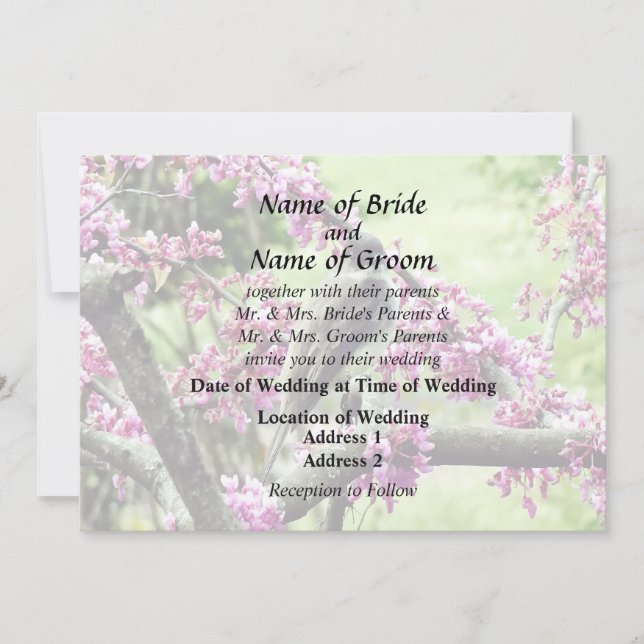 Phoebe i en Redbud Tree bröllopsartiklar Inbjudningar (Framsida)