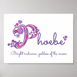 Phoebe initial P doodle hjärtart art namn betyder Poster