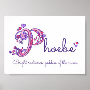 Phoebe initial P klotter hjärta konst namn betydel Poster
