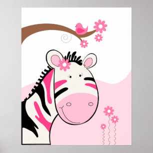 Phoebes Zebra (svart/rosa) Poster Skriv ut