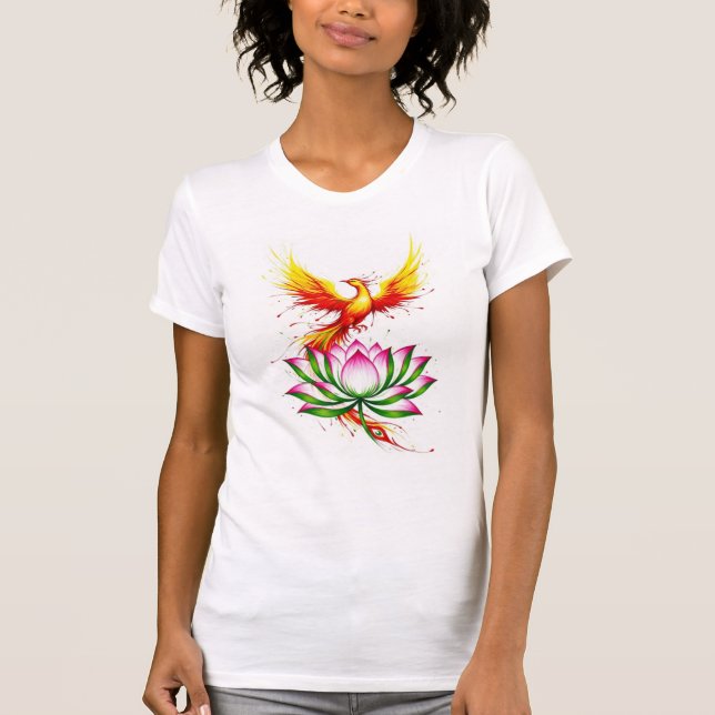 Phoenix and Lotus Rebirth T Shirt (Framsida)