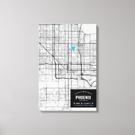 Phoenix, Arizona City Karta + markera din plats Canvastryck