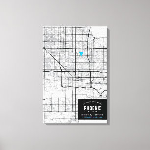 Phoenix, Arizona City Karta + markera din plats Canvastryck